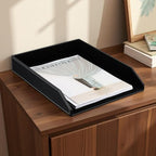 KINGFOM Letter Tray, PU Leather Paper Organizer Tray for Desk, Paper Organizer Storage Holder for Office Home or School A4 Size Black - Image 6