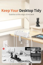 AnnTane Desk Clamp Power Strip USBC, 40W Fast Charging, 10 Ft, White - Image 6