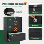 Letaya 3 Drawer File Cabinets with Lock,Metal Lateral Filing Storage Cabinet Printer Stand,Black Steel Home Office Cabinet for Hanging Files Letter/Legal/A4 Size (Black, H39.84×W28.35×D15.74) - Image 6