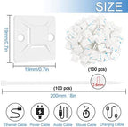Zip Tie Mounts - SeuYeugX 1000 PCS Cable Self Adhesive Mounts Set for Wire Management with Stick Pads Anchors Clips Squares Holders (White) - Image 2