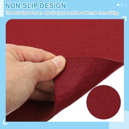 PATIKIL 47.2" x 23.6" Large Felt Desk Pad Protector, Non-Slip Desk Mat Full Table Mouse Pad Keyboard Mats for Laptop Computer Writing Desk Table Gaming Home, Wine Red - Image 4