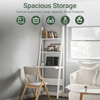 Haotian Ladder Desk with Shelves, Wall Desk for Small Space, Secretary Desk Workstation Dresser Shelf Freestanding Bookshelf, White FRG60-W - Image 2