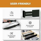 4-Pack Bamboo Drawer Dividers - 12.2 to 17.3 Inches Deep, 2.6 Inches High, Adjustable Expandable Drawer Organizer Dresser Separator for Clothes, Utensils, Kitchen, Bathroom, Office Storage, Black - Image 4