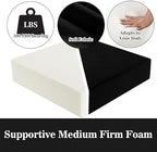 HOMBYS Foam Recliner Chair Cushions for Elderly, 4" Thick Chair Pads with Back Support for Office, Non-Slip Medium Firm Seat Cushion with Lumbar Pillow (Black, 22"x22"+13" Backrest) - Image 3