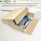 Lineco Museum Archival Storage Box, Drop Front, 14.75x18.75x3 in, Tan - Image 2