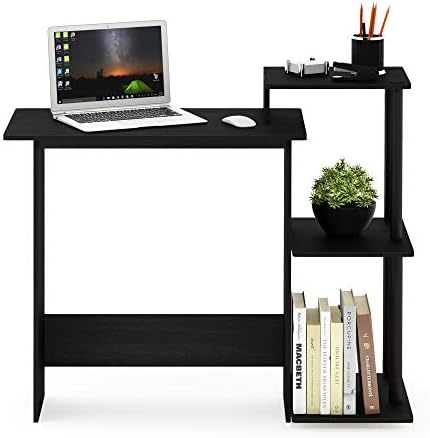 Furinno Efficient 29-Inch Black Computer Desk with Side Shelves, Gaming Desk with 3 Open Shelves, Home Office Desk, for Home Office, Study Room, Dorm, Bedroom, Dark Americano - Image 4