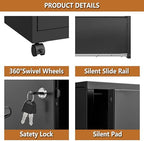 Polup 2 Drawer Rolling File Cabinet with Lock for Home Office - Image 5