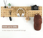 2 Pack Beige Wooden Pegboard Modular Wall Organizer - Image 3