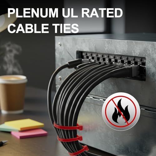 SATINIOR 500 Pcs 8 Inch Red Plenum Cable Ties Bulk, 50 lb Zip Ties - Image 5