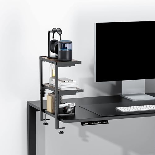 Spacrea Clamp on Desk Shelf, 2 Tier Office Desk Shelves Organizer, Wood Desktop Supplies Storage Rack, Desk Organizers and Accessories (Wood) - Image 6