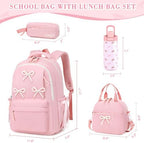 4PCS Bow Backpack for Girls with Insulated Water Bottle - Image 2