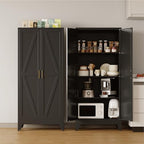 COFaR Metal Pantry Cabinet with Doors, Farmhouse 61'' Tall Storage Cabinet with 3 Adjustable Shelves, Kitchen Pantry Cabinet for Dinning Room, Garage, Laundry, Bathroom, Black 4-Tier by COFAR