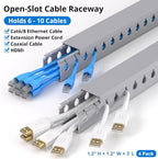 1.2"H x 1.2"W Cable Raceway, 12ft Under Desk Wire Management Channel, Grey - Image 3