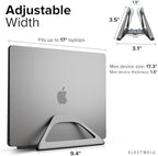 Elestoria Aluminum Vertical Laptop Stand with Gravity Auto-Lock – Adjustable Laptop Holder Vertical fits MacBook Pro/Air, Chromebook & Gaming Laptops up to 17.3" – Space-Saving Desktop Dock - Grey - Image 2