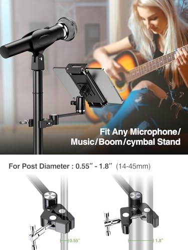 elitehood 8.5in Long Arm iPad Mic Stand Holder for Microphone Music Stand - Image 5