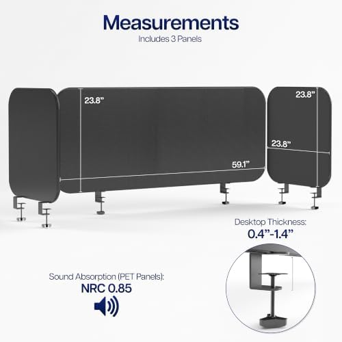 VIVO Black Clamp-on 108 x 24 in Stretched Fabric Privacy Panel, PP-3-S108G - Image 3