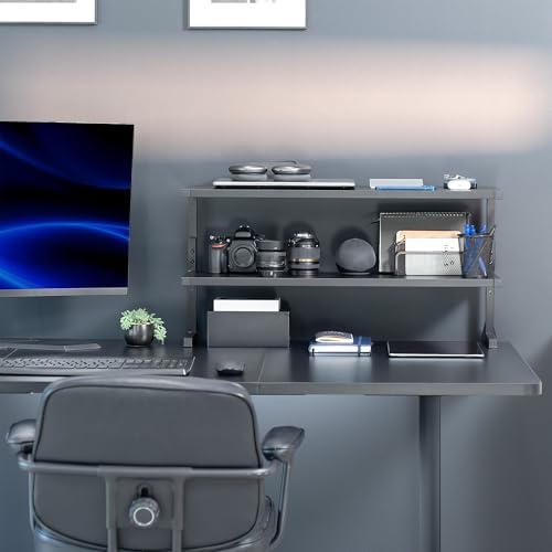VIVO Black Clamp-on 30 inch 2-Tier Desk Shelf, STAND-SHELF30C - Image 2