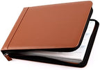 2Fold Zippered Business Checkbook Binder - 7 Ring Binder for Business Checks with Built-in Organizer and Card Case - PU Leather Portfolio for up to 600 3-Up Checks (Light Brown) - Image 6