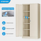 Superday 72" Lockable Steel Storage Cabinet, Locking Metal Storage Cabinets, Tall Putty Cabinet with 2 Doors and 4 Adjustable Shelves for Garage, Home Office, Classroom, Pantry, File, Easy Assemble - Image 7