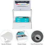 aboxoo Printer Stand for Desk with Storage Drawer, 2 Tier Desktop Or UnderDesk Shelf, Multi-Purpose Desk Organizer for Home Office, fit Fax Machine/3D Printer/Scanner, White - Image 2