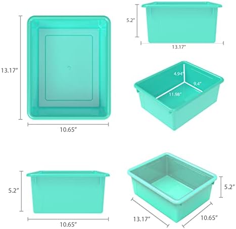 Storex Letter Size Deep Storage Tray – Organizer Bin for Classroom, Office and Home, Teal, 5-Pack (62529U05C) - Image 6