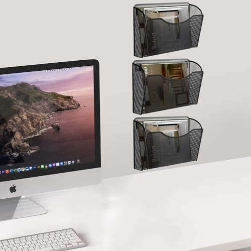 Gawerk 6 Pack Wall File Organizer, Mesh Wall File Pocket Mail Organizer Hanging Metal Vertical Wall Mounted File Holder for Office/Home - Image 4