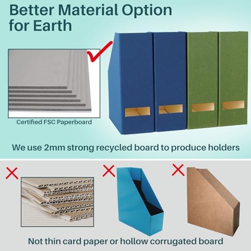 Magazine Holder - File Holder and Desk Organizer, Paperboard Book Organizer and Storage Box for Documents, Magazine Holder Rack for Classroom, Home, and Office (Leaf Green, 4-Pack) - Image 5