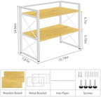 YINMIT Desktop Shelf Organizer, 2 Tier Office Shelves, Wood Desk Organizer Storage Rack and Freestanding Display Shelf for Office, Dormitory, Home (White Wood) - Image 3