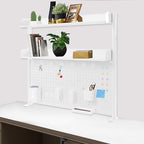 Clamp-On Pegboard Desk Organizer, 2-Tier Clamp On Desk Shelf with Hooks, Office Accessory Organizer for Books, Office Supplies & DIY Storage, 16.5lbs Capacity, 39.37" x 37.4", White - Image 4