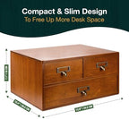 Modular Stackable Desktop Apothecary Cabinet with 3 Drawers - Solid Wood Medicine Cabinet for Tabletop - Card Catalog Drawers with Label Holders - Desktop Chest Drawer for Storage and Organization - Image 5