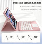 Keyboard Case with Touchpad for Galaxy Tab S10 FE/S10 Lite/S9 FE 10.9-Inch, Tab S9 11", Detachable Keyboard Case with Touchpad, 360 Degree Rotating Stand Cover with S Pen Holder, Pink - Image 2