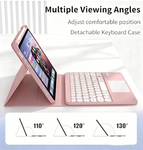 Keyboard Case with Touchpad for Galaxy Tab S10 FE/S10 Lite/S9 FE 10.9-Inch, Tab S9 11", Detachable Keyboard Case with Touchpad, 360 Degree Rotating Stand Cover with S Pen Holder, Pink - Image 2