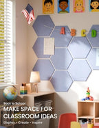 Fluxynara 8-Pack Hexagon Felt Bulletin Board Tiles, Lavender - Image 5