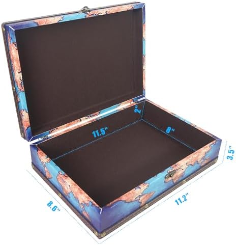 DreamsEden Decorative Wooden Storage Box with Vintage World Map Design - Image 4