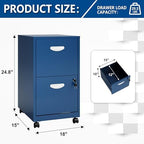 Polup 2 Drawer Rolling File Cabinet with Lock for Home Office - Image 3