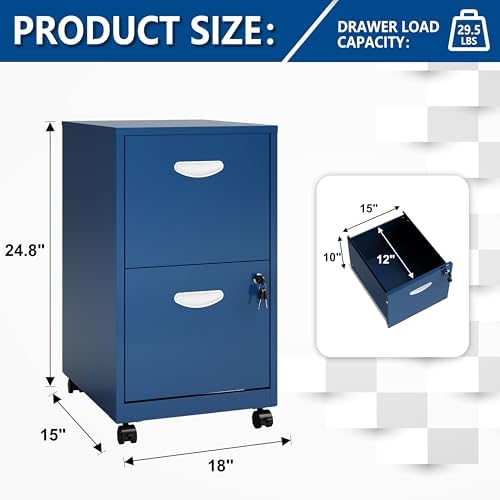 Polup 2 Drawer Rolling File Cabinet with Lock for Home Office - Image 3