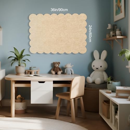 Scalloped Bulletin Board 36x24 inches, Decorative Felt Pin Board for Wall - Image 3