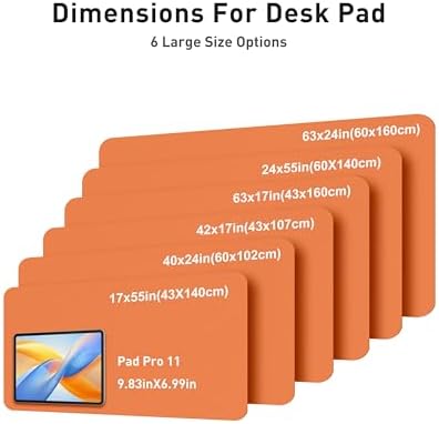 Aothia Faux Leather Desk Mat - Large Mouse Pad, Non-Slip PU Leather Blotter, Waterproof Writing Surface for Office and Home (Hermes Orange, 63" x 17") - Image 5