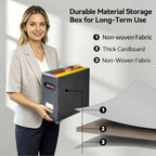 6 Pack Collapsible File Storage Box for Letter Size Documents, Portable File Organizer Box with Plastic Rails and Reinforced Cardboard, Desktop and Home Office Organization, Gray - Image 4