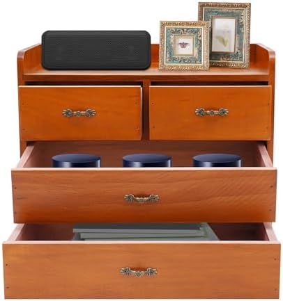 Desk drawer organizer, wooden desk organizer, countertop drawers, 4 drawer storage organizers, office organization and storage, for Home Office Bedroom - Image 6