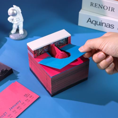 3D Memo Pad, 3D Calendar 2027, Time Piece Calendar, Tear-Off Calendars 2027, 3D Paper Carving Art Memo Pad, Art Carving Sticky Notes for Office Home Gifts Ornaments (Punk Brawl) - Image 5