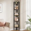 Tajsoon Small Corner Shelf Stand 5 Tier 60.5" with Metal Frame, Black by Tajsoon