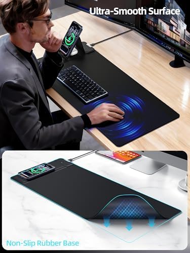 Mouse Pad with Magnetic Wireless Charging & Adjustable Phone Stand - Image 5