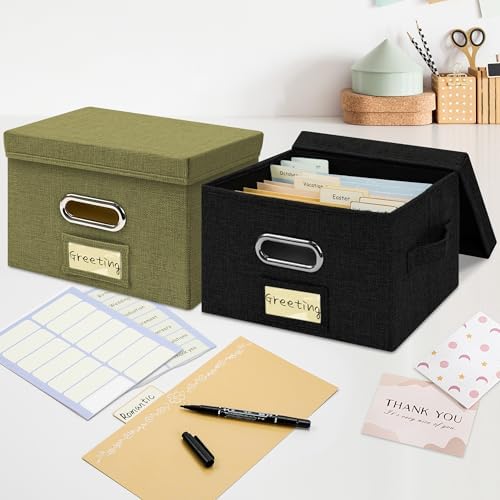 Greeting Card Organizer and Storage Box 2 Pack Olive Green - Image 7