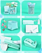 23Pcs Green Desk Accessories and Organizer Set with Mesh Organizer, Stapler, Tape Dispenser, Calculator, Green Office Supplies for Women, Beautifully Presented in a Gift Box - Image 4
