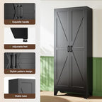 Letaya 75" H Metal Storage Cabinet with 2 Doors and 4 Shelves,Tall Kitchen Pantry Cabinets,Farmhouse Utility Pantry Organizers for Cupboard/Dining/Bathroom/Home Office/Garage Room,Black - Image 6