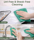 Reusable Microfiber Cleaning Cloth Roll - 100 Pack, 12"x12" Washable Tear-Away Paper Towels, Lint-Free & Streak-Free Rags for Kitchen, Glass, Cars, Electronics, Workshop and Garage(Light Teal) - Image 4