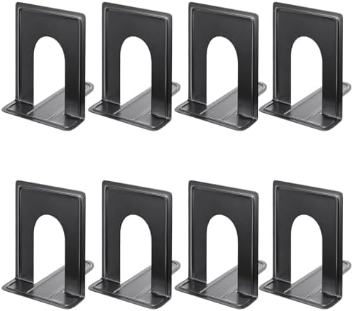 MaxGear 8.5 in Extra Large Heavy Duty Book Ends, Black Metal Bookends by MaxGear