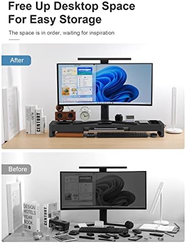 meatanty Dual Monitor Stand Riser with 2 Drawers,4 USB Ports and Charging Pad,Metal Monitor Stand for 2 Monitors Supports Transfer Data and Charging,Desk Organizer for PC,iMac(38.7 inches) - Image 5