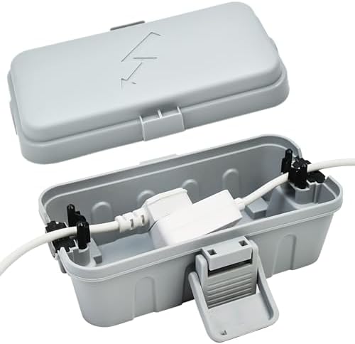 Hrensaw Small Weatherproof Electrical Connection Box(Inner 5.5 x 3 x 2.2inch),Outdoor Electrical Box,Waterproof Extension Cord Covers for Plug, Extension Cables, Holiday Lights,Grey (Pack of 2) - Image 3